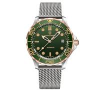 Pagani Design 1667 - Reloj de buceo automático para hombre, movimiento NH35, bisel de cerámica giratorio, impermeable, nailon, goma, negocios, deporte, reloj de cuerda automática, Malla verde, pulsera