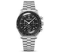 Pagani Design 1701 Reloj Casual de Cuarzo para Hombre, Reloj automático de Acero Inoxidable, cronógrafo Resistente al Agua de 100M, Reloj con Espejo de Zafiro (Negro PE-1701)
