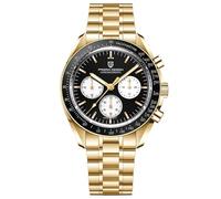 Pagani Design 1701 V6 Moon - Reloj de pulsera para hombre, de cuarzo, cronógrafo, movimiento japonés VK63, acero inoxidable, resistente al agua, reloj deportivo, Negro dorado