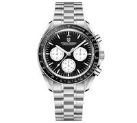 Pagani Design 1701 V6 Moon - Reloj de pulsera para hombre, de cuarzo, cronógrafo, relojes, movimiento japonés VK63, acero inoxidable, resistente al agua, reloj deportivo, Blanco y negro., Deportivo