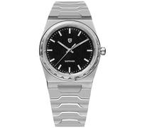 Pagani Design Montre à Quartz pour Homme en Acier inoxydable Saphir étanche 100 m 7 mm Ultra Fine (Silber Schwarz)