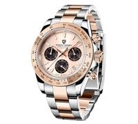 Pagani Design PD-1644 Reloj de Cuarzo para Hombre, Cristal de Zafiro, Acero Inoxidable 316L, Bisel cerámico, Movimiento VK63, Resistente al Agua Reloj para Hombre (Oro 1644-LP)