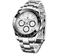 Pagani Design PD-1644 - Reloj para hombre con movimiento Seiko VK63 y zafiro resistente a los arañazos., Plateado y blanco., Clásico