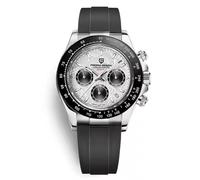 Pagani Design PD-1664 Reloj de Cuarzo para Hombre Calibre VK63 40mm Bisel Cerámica Zafiro Vintage Cronógrafo Acero Inoxidable Resistente al Agua Reloj 40mm (Meteorito Oro Gris -A 1664)