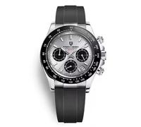 Pagani Design PD-1664 Reloj de Cuarzo para Hombre Calibre VK63 40mm Bisel Cerámica Zafiro Vintage Cronógrafo Acero Inoxidable Resistente al Agua Reloj 40mm (Gris -A 1664)