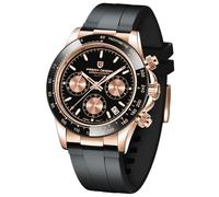 Pagani Design PD-1664 - Reloj para hombre con movimiento Seiko VK63 y zafiro resistente a los arañazos., Oro negro., Clásico