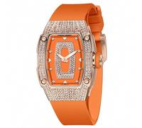 Pagani Design PD-YS013 - Reloj Tonneau de cuarzo para mujer, movimiento suizo, cristal de zafiro 762, correa de silicona, resistente al agua, Oro rosa y naranja, Moderno