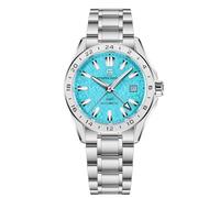 Pagani Design - Reloj automático para hombre, acero inoxidable, cristal de zafiro, resistente al agua, 100 metros, indicador de fecha luminosa, informal, para hombre (azul cielo)