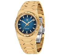 Pagani Design Reloj Hombre Elegante - Movimiento de Cuarzo Japonés VJ21 Cristal de Zafiro 9H Antiarañazos 100M Resistente al Agua Correa de Acero Inoxidable 316L Diseño Ultrafino 7mm (Oro Azul)