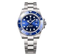 Pagani Design Reloj para Hombre Reloj Automático NH35 Bisel de Cerámica Cristal de Zafiro Analógico 100M Reloj para Hombre Resistente al Agua Calendario Reloj de Buzo（Azul Plateado）