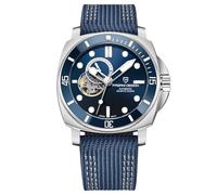 Pagani Design Relojes para hombre, esfera esqueleto, reloj automático Tourbillon para hombre, relojes de pulsera mecánicos de acero inoxidable, 200 m, resistente al agua, correa de cuero de cristal de