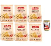 Pagani Pasta all' Uovo Mezzelune con Prosciutto Crudo, Pasta con Parma Ham, Pasta con huevo 6 x 250 g + Polpa Italiana Gourmet 400 g