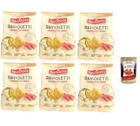 Pagani Ravioletti Prosciutto Crudo, pasta de huevo, relleno de jamón endurecido, 6 x 250 g + polpa italiana gourmet 400 g
