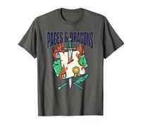 Pages & Dragons Libro Fantasía Ficción Espada Y Hechicería Nerd Camiseta