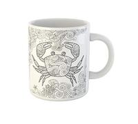 Página Para Colorear De Cangrejo Adornado Y Estrella De Mar Con Concha De Ola De Agua Tazón De Café Novedad Tazas Té Graciosa Tazón Regalos Divertidos Para Oficina Amigos Trabajo 330Ml