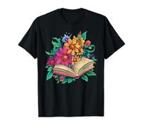 Páginas de Libros Abiertos Florales Escenas de jardín florecientes Camiseta