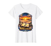 Páginas de Paz en Sunup Journal Writing Camiseta gráfica económica, Mujer, Blanco, XL