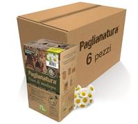 Paglianatura Juego de 6 piezas - Pajita de heno de montaña 600 g con manzanilla en dispensador - Alimento natural y aromaterapia para conejos y roedores