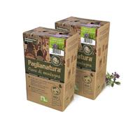 Paglianatura Kit de 2 Piezas: dispensador de heno de montaña Natural de Paja, 600 g, más Alfalfa | Soporte para heno para Conejos, roedores y Animales pequeños | Práctico e higiénico