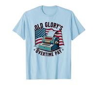 Pago de Horas Extras de Old Glory Camiseta, Hombre, Azul Bebé, 3XL