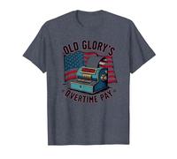 Pago de Horas Extras de Old Glory Camiseta, Hombre, Azul Jaspeado, 3XL