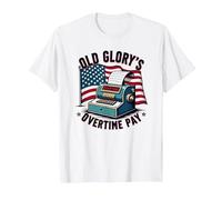 Pago de Horas Extras de Old Glory Camiseta, Hombre, Blanco, 3XL