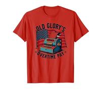 Pago de Horas Extras de Old Glory Camiseta, Hombre, Rojo, 3XL