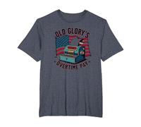 Pago de Horas Extras de Old Glory Camiseta, Hombre Tallas Grandes, Azul Jaspeado, 3X Alto