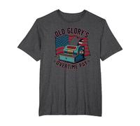 Pago de Horas Extras de Old Glory Camiseta, Hombre Tallas Grandes, Jaspeado Oscuro, 3X Alto