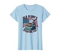 Pago de Horas Extras de Old Glory Camiseta, Mujer, Azul Bebé, 3XL