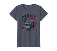 Pago de Horas Extras de Old Glory Camiseta, Mujer, Azul Jaspeado, 3XL