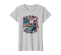 Pago de Horas Extras de Old Glory Camiseta, Mujer, Plata, 3XL