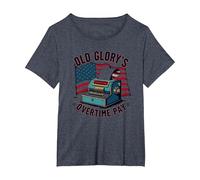 Pago de Horas Extras de Old Glory Camiseta, Mujer Tallas Grandes, Azul Jaspeado, 3XL Grande