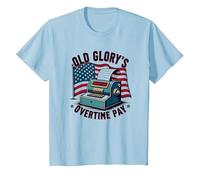 Pago de Horas Extras de Old Glory Camiseta, Niños, Azul Bebé, 3 años