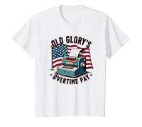 Pago de Horas Extras de Old Glory Camiseta, Niños, Blanco, 3 años