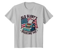 Pago de Horas Extras de Old Glory Camiseta, Niños, Plata, 3 años