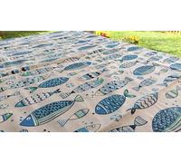 Pago Poco Mantel rectangular 100 % algodón con diseño de peces de colores. Todos los tamaños. Fabricado en Italia. (140 x 240 cm)