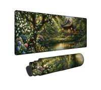 Pagoda - Alfombrilla de mouse grande, diseño de árbol y flores primaverales, color verde primavera, suave, estética, larga, ideal para el hogar, oficina, escritorio, laptop, jugadores, regalo, 40,6 x