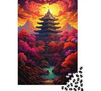 Pagoda Antigua Puzzle para Adultos Puzzle de 1000 Piezas Paisaje al Atardecer Juego de Puzzle 1000 Piezas Relajación Regalo 38x26cm/1000pcs