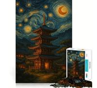 Pagoda bajo un Cielo Estrellado, Rompecabezas de 1000 Piezas para Adultos, Regalo, Juego de ingenio, diversión, Calidad, diseño Atractivo (38x26cm)