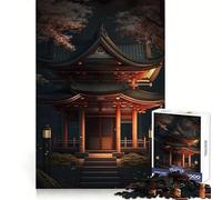 Pagoda de Noche, Rompecabezas de 1000 Piezas para Adolescentes, Rompecabezas con Efecto de Memoria, luz Relajante, Imagen para armar, (50x75cm)