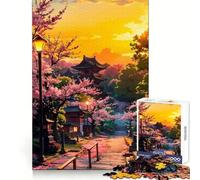 Pagoda del Atardecer, Rompecabezas de 1000 Piezas para Adultos, Regalos para Fortalecer la Memoria, Momentos de Serenidad, Calidad, Borde, Deseo de Papá Noel 38x52cm