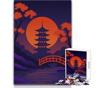 Pagoda Japonesa con Puente y Luna - Rompecabezas de 1000 Piezas para Adolescentes - Juego Educativo para el Desarrollo de Habilidades Momentos Especiales - Tamaño 38x52cm