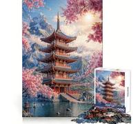 Pagoda Junto al Lago, Rompecabezas de 1000 Piezas para Adultos Mejora la Memoria y la diversión Bordes precisos Regalo de Temporada (38x52cm)