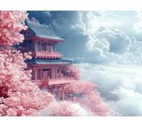 Pagoda Kit Pintura de Diamantes 5D Adultos Principiantes, Flores de cerezo Diamond Art Kit Completo, Actividad Relajación Antiestrés, Regalos Originales para Mujeres Navidad Cumpleaños 40x30 cm qo-6