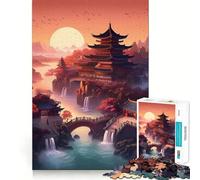 Pagoda Paisaje de Japón Rompecabezas de 1000 Piezas para Adultos Regalos para Mejorar la Memoria y Relajarse mentalmente Corte Premium Sorpresa cálida (38x52cm)