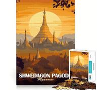 Pagoda Shwedagon, Myanmar Rompecabezas de 1000 Piezas para Adolescentes Juguete cognitivo Lento Disfruta Borde Premium Elige tu Deseo de Papá Noel 50x75cm