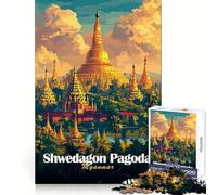 Pagoda Shwedagon Myanmar Rompecabezas de 1000 Piezas para Adultos Juguete de lógica Mental Antiestrés Corte Firme Regalo increíble 38x52cm