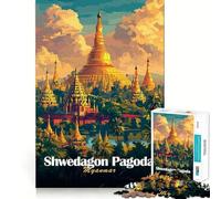 Pagoda Shwedagon Myanmar Rompecabezas de 1000 Piezas para Adultos Juguete de lógica Mental Antiestrés Corte Firme Regalo increíble 38x52cm