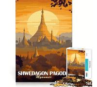 Pagoda Shwedagon, Myanmar Rompecabezas de 1000 Piezas para Adultos Juguete de lógica para Jugar en Interiores Corte de precisión Regalo Ideal 38x26cm